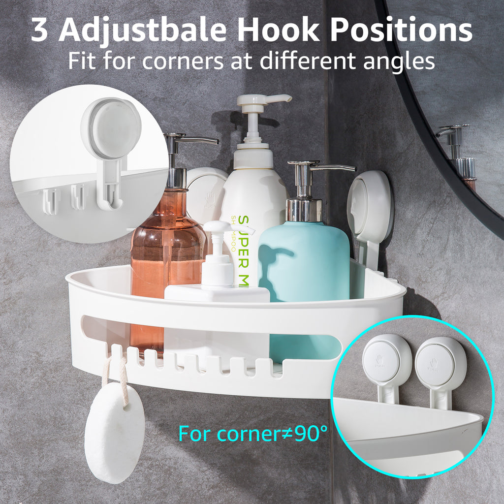 No Tools Corner Shower Caddy Durable Suction Cup Corner Shower